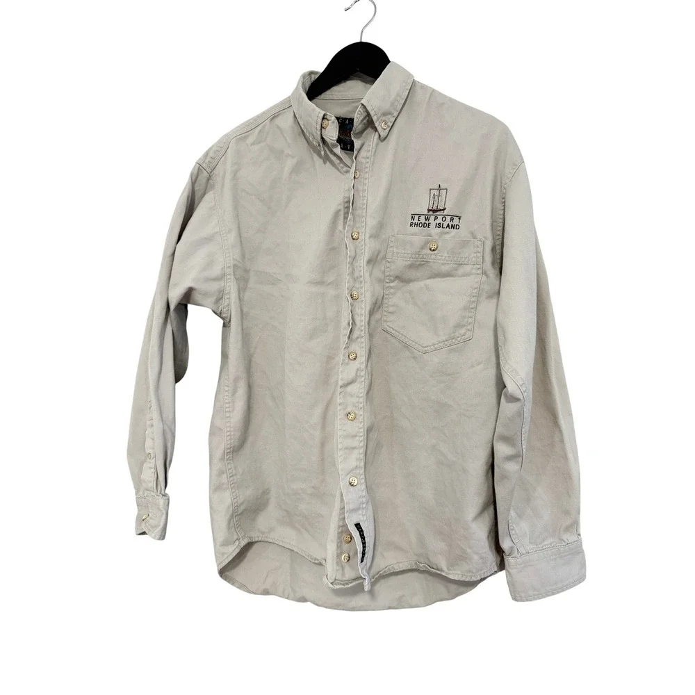 C-A-M-P Newport Rhode Island Shirt Size Medium Khaki Tan Outdoor EUC